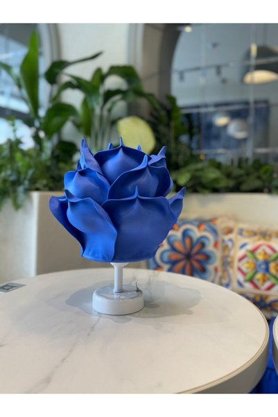 Maison Avf Cobalt Blue Eva Rose Design Wireless Table Lamp - Bottom White