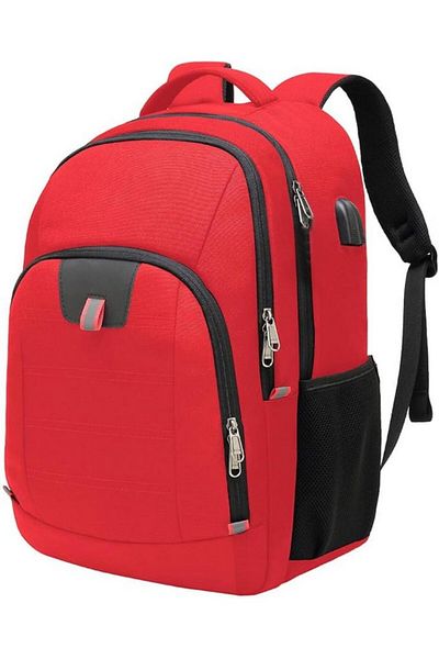 Della Gao Waterproof laptop backpack with USB charging port, red, Della Gao