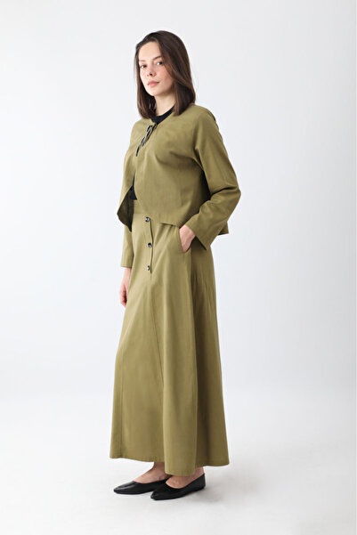 ZÜLAYS Fiyonklu Sayina Etek Takım Haki