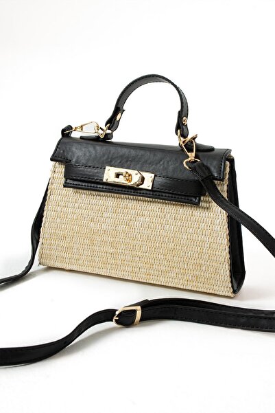Çanta Trend *** Black Straw Women's Hand and Shoulder Bag