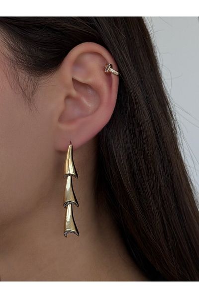 h&b design jewel أقراط من الفولاذ بتصميم مزدوج اللون