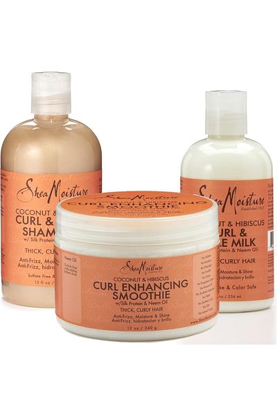 Shea Moisture Coconut and Hibiscus Combination Pack - Curl Enhancing Smoothie, 12 oz, Curl Style Mil