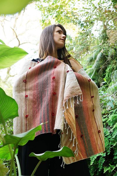 Defne&Apollon İpekçilik Hand Woven Wool Shawl 65 X 205 cm - Soil