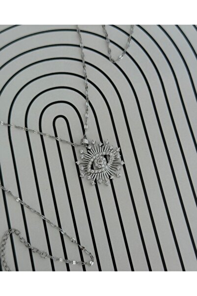 Home إكسسوارات سيهرا قلادة عين حجرية من الفولاذ باللون الفضي