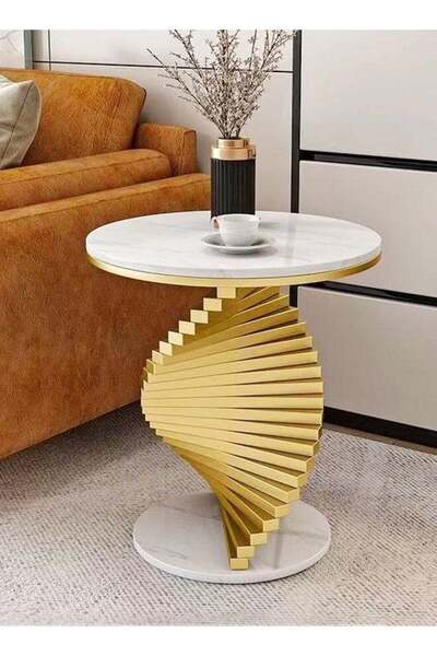 Raffine Multipurpose Luxury Gold Spiral Base Design Coffee Table