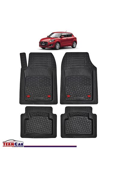 TEAMCAR ® Car Mats Tray Type Compatible with Suzuki Swift V (2017+) Black Durable Material