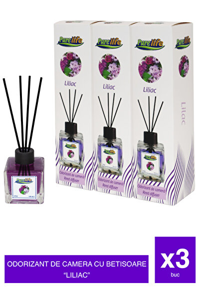 PureLife Set 3 x Odorizant de cameră cu bețișoare PureLife – Liliac – 120 ml