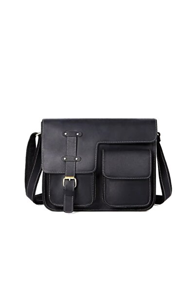 delis Servieta pentru barbati, Dastan GT3269, piele naturala, Negru