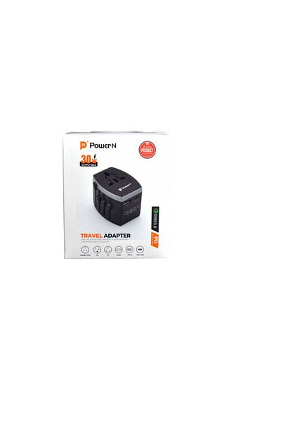 Power N PowerN Universal Travel Adapter - PD 30W Max Output - Black - PNTR30B