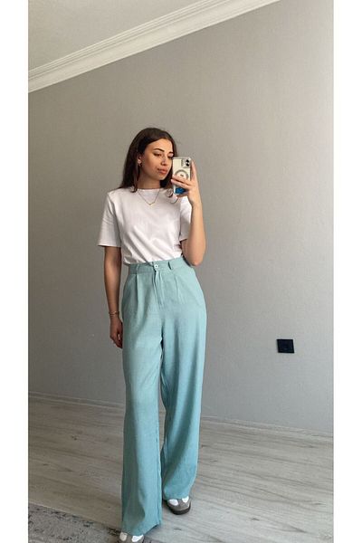 Niceboutique High Waist Palazzo Pants with Clamp Detail