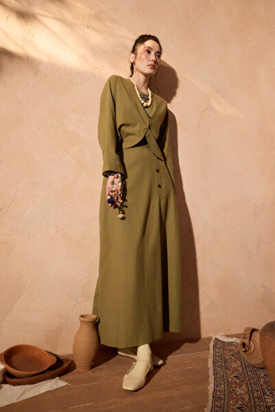 ZÜLAYS Fiyonklu Sayina Etek Takım Haki