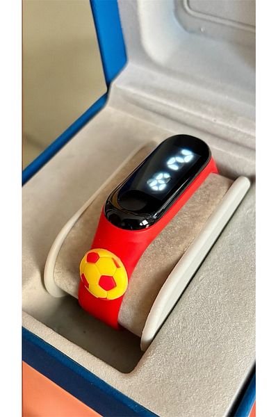 Bengisa Red Color Suitable for Children's Wristwatch with Soccer Ball Figure