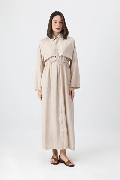 ZÜLAYS Rüzgarlıklı Gömlek Elbise Taş