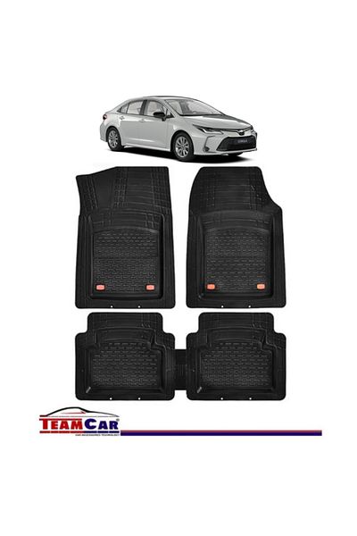 TEAMCAR ® Car Mats Tray Type Compatible with Toyota Corolla XII (2019+) Black Durable Material