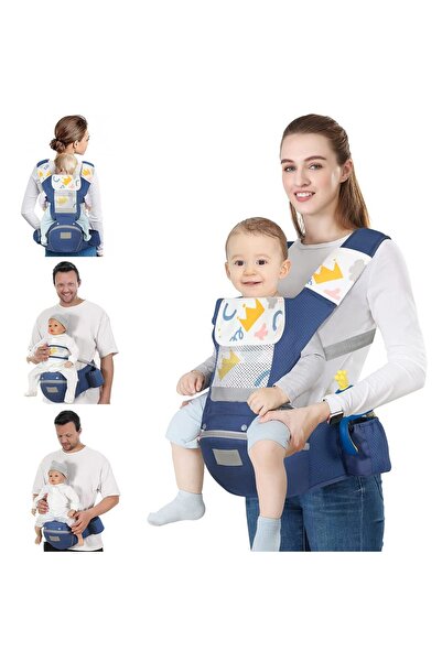 Yelajoy حاملة أطفال 7 في 1، مع حزام أمان ودعم أسفل الظهر، ناعمة وجيدة التهوية، للأطفال من عمر 0 إلى 36 شهرًا، لون نيلي