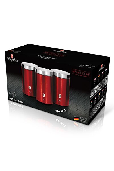 Berlinger Haus Set of 3 Burgundy Metallic Line Food Containers