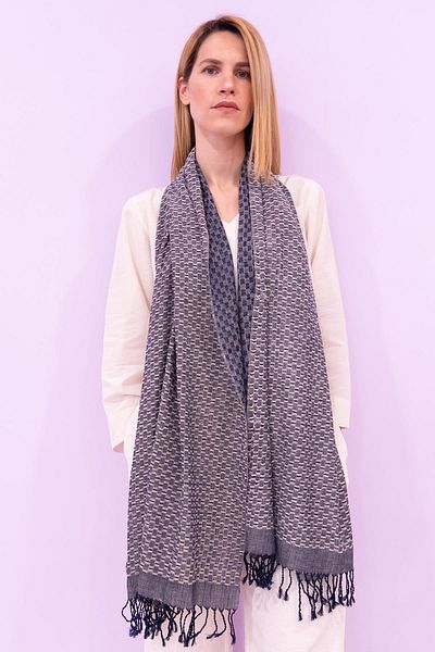 Defne&Apollon İpekçilik Barış Silk Hand-Woven Jacquard Shawl 60 X 190 cm - Cream