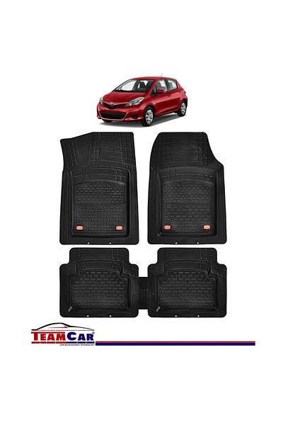 TEAMCAR ® Car Mats Tray Type Compatible with Toyota Yaris III (2011–2020) Black Durable Material