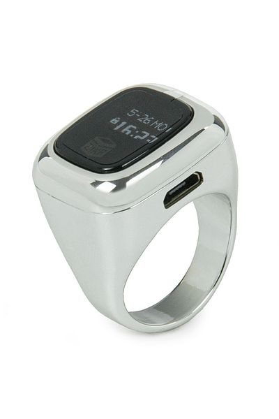 ihvanonline Digital Ring Prayer Mat, Oled Screen, Rechargeable, Vibrating - Silver