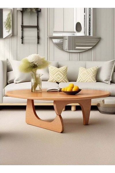 Raffine Mid Century Abstract Design Modern Coffee Table with Wood Frame Small Triangular Side Table Vintage