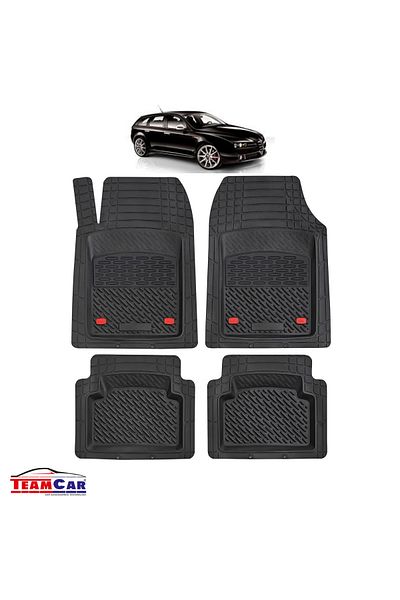 TEAMCAR ® Car Mats Tray Type Compatible Alfa Romeo 159 (2005–2011) Black Durable Material