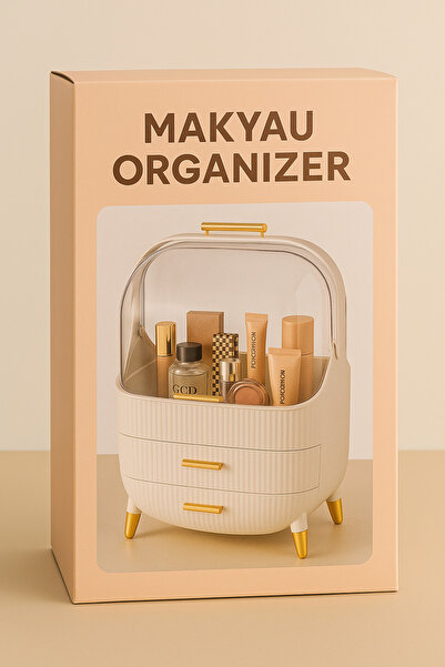 Mareluxe Altın Ayaklı Makyaj Organizeri | Lüks Kozmetik Ve Takı Düzenleyici | Şeffaf Kapaklı Makyaj Kutusu