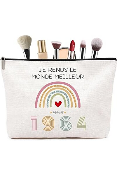 NOOMII Τσάντα καλλυντικών, λευκή, 22,6 x 16,5 x 1,7 cm, NOOMII