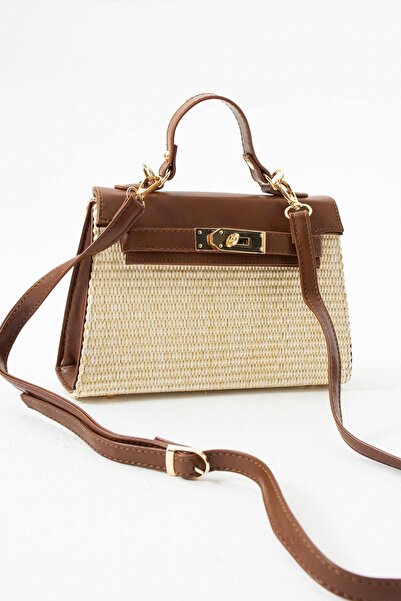 Çanta Trend *** Taba Wicker Women's Hand and Shoulder Bag