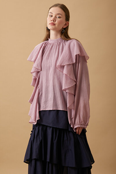 ZÜLAYS Volanlı Bluz Pudra