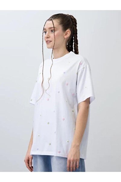 Zekids Tricou oversize din bumbac pentru fete cu imprimeu floral