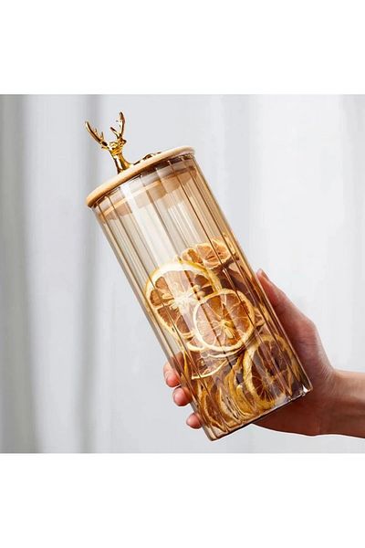 Grossberg Coffee Vacuum Borosilicate Glass with Bamboo Lid 1100 ml