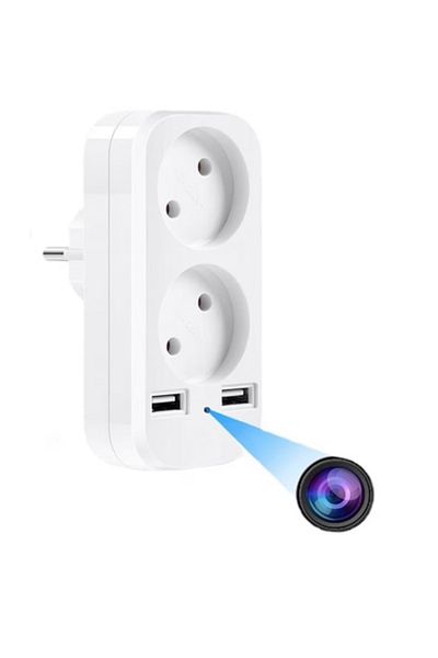 Minitechnics Socket with Hidden Camera and Motion Sensor – Wi-Fi Connectivity, Full HD Resolution, 128GB, CAMI