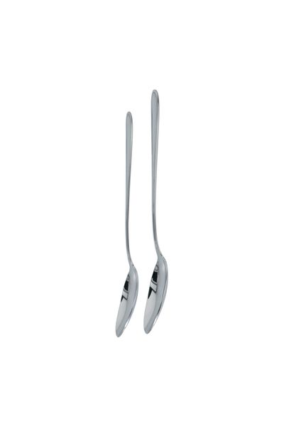 Amefa 2-Piece Stainless Steel Pearl Table Spoon on Hanging Card Silver