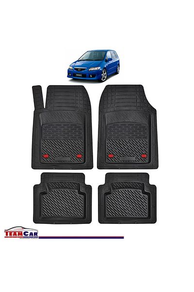 TEAMCAR ® Car Mats Tray Type Compatible with Mazda Premacy (1999–2005) Black Durable Material