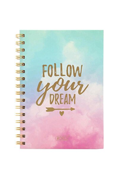 Roco دفتر "اتبع حلمك" A5، 80 ورقة، مسطرة مفردة (عربي)، أزرق/أبيض