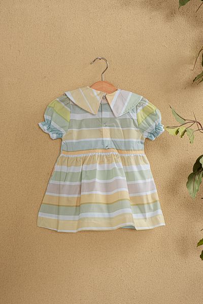 Montisu Baby Girl Rainbow Print Summer Dress – Cotton Soft Fabric Short Sleeve Dress, 100% Cotton