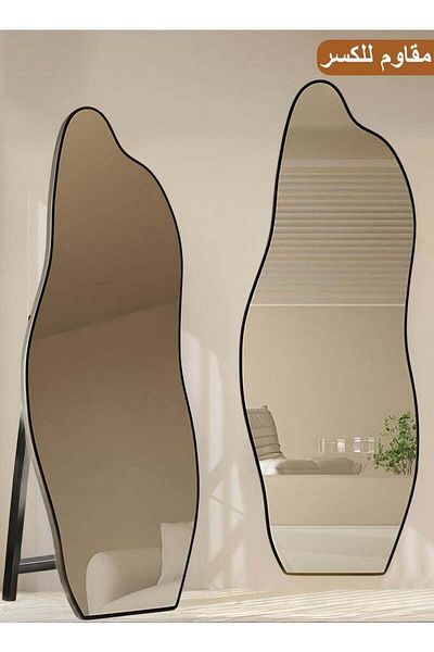 Taimi Extra Large Elegant Shatterproof Mirror 185x80cm-full Length Mirror With Black Metal Frame And Stand