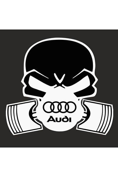 Image Car sticker, IMAGE, Piston skull AUDI, white, 22 x 20 cm