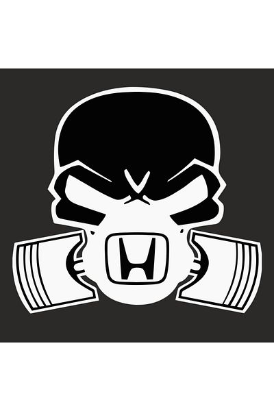 Image Car sticker, IMAGE, Piston skull HONDA, white, 22 x 20 cm