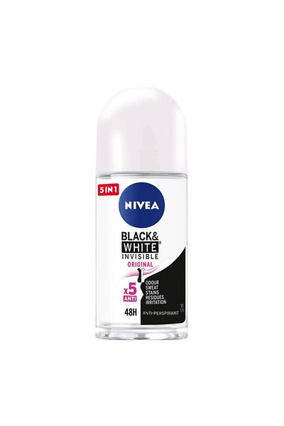 NIVEA Original Invisible Roll-On Deodorant for Black & White - 50ml