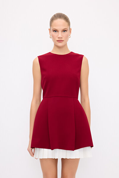 adL Night Zoom Pileli Kolsuz Elbise