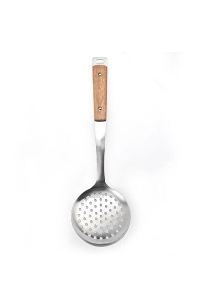 Parfait Stainless Steel Skimmer with Acacia Wood Handle Brown and Silver