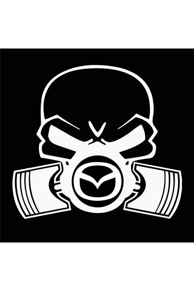 Image Car sticker, IMAGE, Piston skull MAZDA, white, 22 x 20 cm