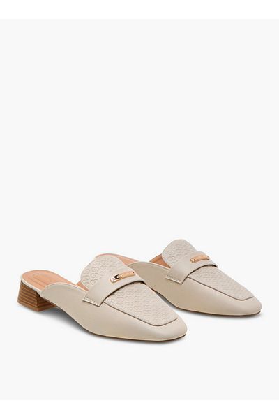 Celeste Women's Monogram Embossed Slip-On Mules with Block Heels