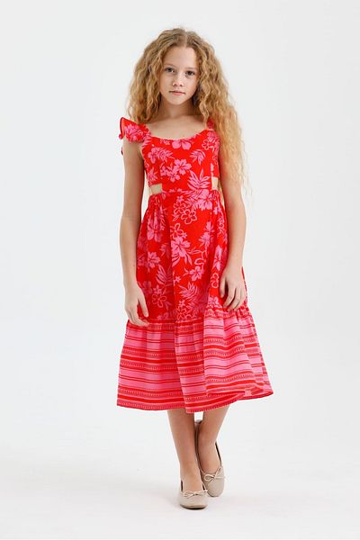 Çikoby Girl Patterned Midi Dress