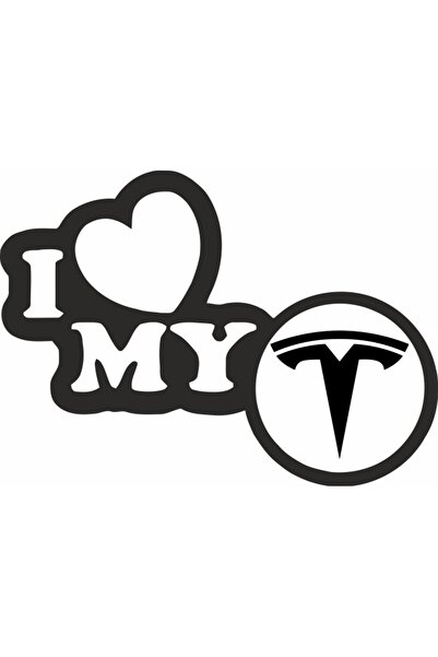 Image Sticker auto, IMAGE, I love my TESLA, negru, 23 x 17 cm