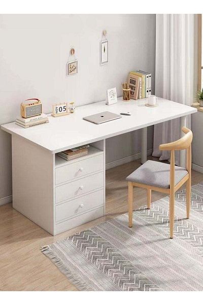 Raffine Modern Design Computer Desk Simple Rectangular Writing Study Table with Storage Drawers Workstation