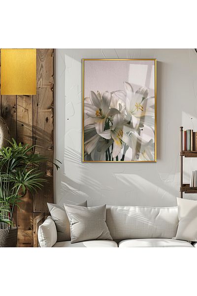 Harikabirev ΥΠΕΡΑΣΤΗ | ΜΟΝΤΕΛΟ ΛΕΥΚΟΥ ΣΥΝΤΟΜΟΥ (LILIUM CANDIDUM) | ΤΡΑΠΕΖΙ ΚΑΘΕΤΟ ΜΟΝΟ ΜΕ ΠΛΑΙΣΙΟ ΘΕΡΜΑΝΤΗΜΕΝΟ ΓΥΑΛΙ