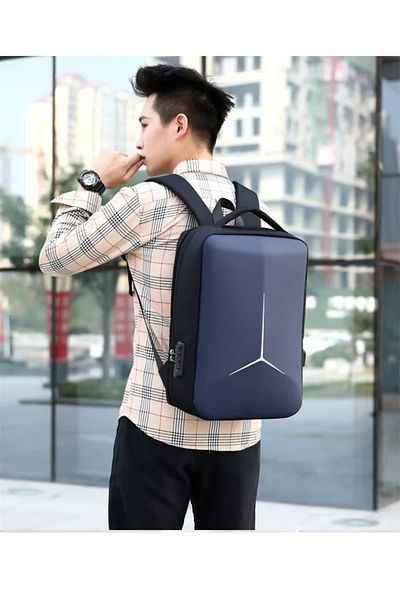 delis Rucsac unisex, Lorcan GT3750, port USB, Albastru
