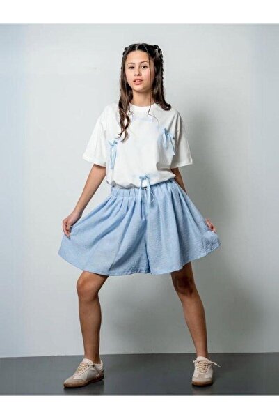 Zekids Κοριτσίστικο λινό σορτς με φαρδιά κοπή